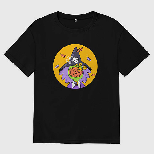 Мужская футболка оверсайз Ведьмочка и тыква / Черный – фото 1