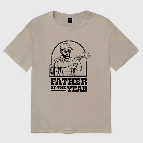 Мужская футболка оверсайз Отец года / Миндальный – фото 1