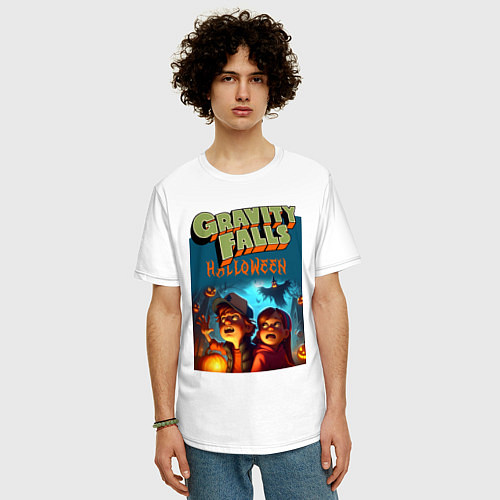 Мужская футболка оверсайз Диппер и Мэйбл - хэллоуин фантазия / Белый – фото 3