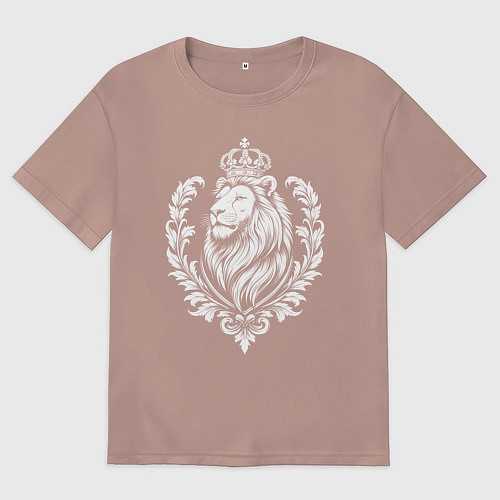 Мужская футболка оверсайз Геральдический лев в короне / Пыльно-розовый – фото 1