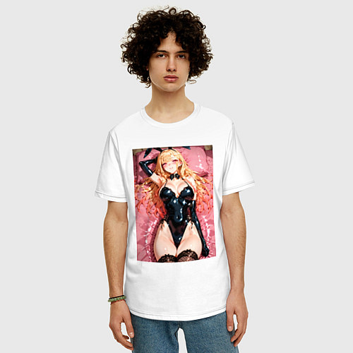 Мужская футболка оверсайз Марин Китагава в костюме кролика / Белый – фото 3