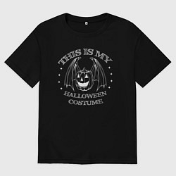 Футболка оверсайз мужская Это мой хэлоуин костюм с тыквой с крыльями, цвет: черный
