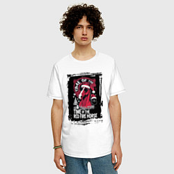 Футболка оверсайз мужская Красный огненный конь, цвет: белый — фото 2