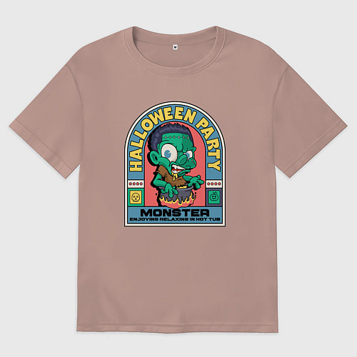 Мужская футболка оверсайз Halloween party / Пыльно-розовый – фото 1