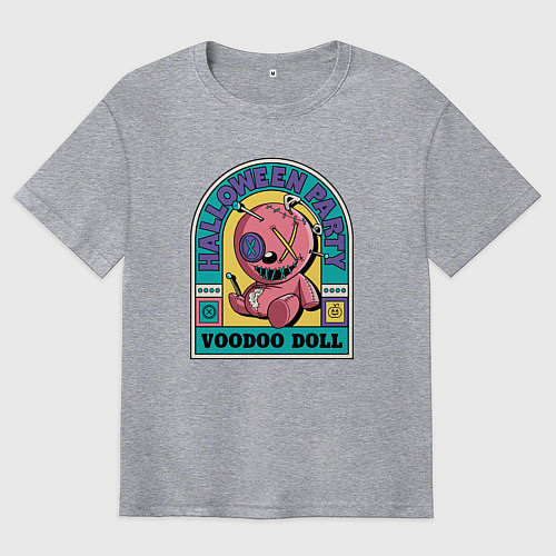 Мужская футболка оверсайз Halloween voodoo doll / Меланж – фото 1