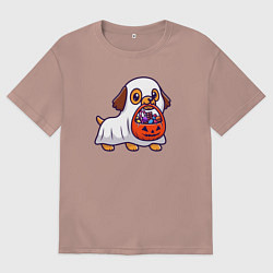Футболка оверсайз мужская Halloween dog, цвет: пыльно-розовый