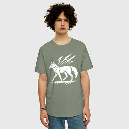 Мужская футболка оверсайз Лисица с молниями / Авокадо – фото 3