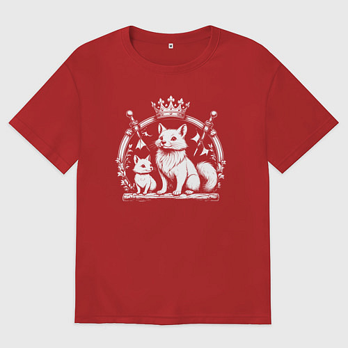 Мужская футболка оверсайз Соболята с короной / Красный – фото 1