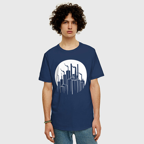 Мужская футболка оверсайз Лунный завод / Тёмно-синий – фото 3