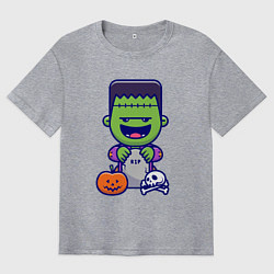 Футболка оверсайз мужская Забавный Франкенштейн, цвет: меланж