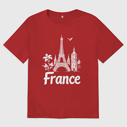 Футболка оверсайз мужская Французская элегантность, цвет: красный