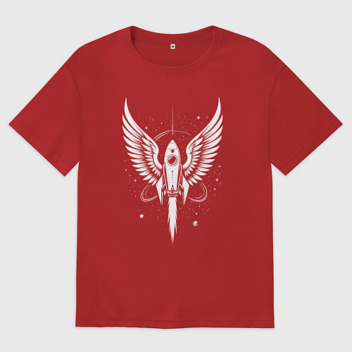 Мужская футболка оверсайз Крылатый полет ракеты / Красный – фото 1