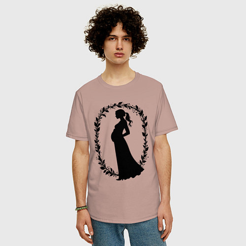 Мужская футболка оверсайз Беременная грация / Пыльно-розовый – фото 3