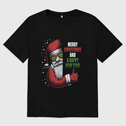Футболка оверсайз мужская Счастливого Рождества и Нового года, цвет: черный