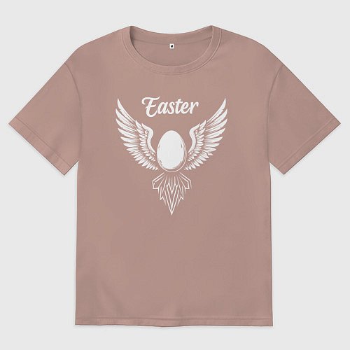 Мужская футболка оверсайз Пасха яйцо с крыльями / Пыльно-розовый – фото 1
