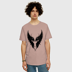 Футболка оверсайз мужская Крылья взгляда, цвет: пыльно-розовый — фото 2