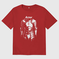 Футболка оверсайз мужская Доспехи символ силы и защиты, цвет: красный