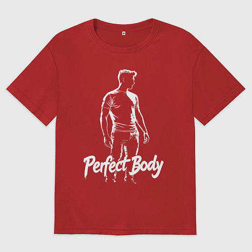Мужская футболка оверсайз Идеальное тело торс мужчины / Красный – фото 1