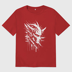 Футболка оверсайз мужская Кибернетический разум, цвет: красный