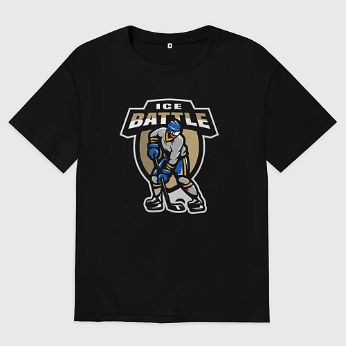 Мужская футболка оверсайз Битва на льду / Черный – фото 1