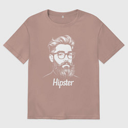 Футболка оверсайз мужская Бородатый хипстер, цвет: пыльно-розовый