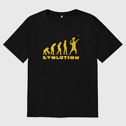Футболка оверсайз мужская Эволюция тенниса, цвет: черный