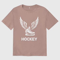 Футболка оверсайз мужская Крылатый хоккейный конек, цвет: пыльно-розовый