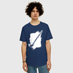 Футболка оверсайз мужская Хоккейная клюшка в квадрате, цвет: тёмно-синий — фото 2