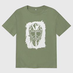 Футболка оверсайз мужская Вратарская маска в белом квадрате, цвет: авокадо
