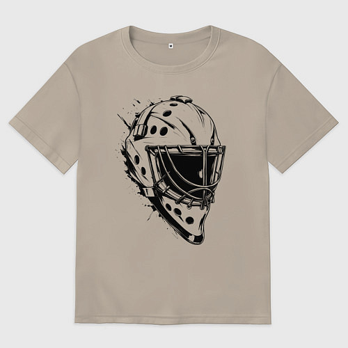 Мужская футболка оверсайз Черная вратарская маска / Миндальный – фото 1