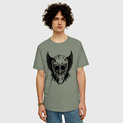 Футболка оверсайз мужская Крылатая хоккейная маска, цвет: авокадо — фото 2