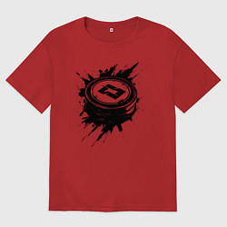 Футболка оверсайз мужская Чёрная хоккейная шайба, цвет: красный