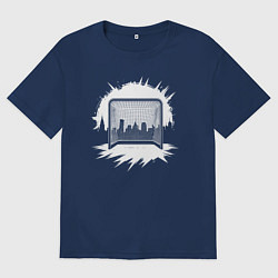 Футболка оверсайз мужская Уличная хоккейная рамка, цвет: тёмно-синий