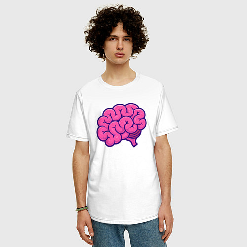 Мужская футболка оверсайз Pinky brain / Белый – фото 3