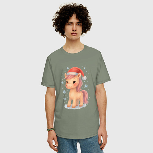 Мужская футболка оверсайз Маленькая милая лошадка / Авокадо – фото 3