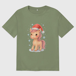 Футболка оверсайз мужская Маленькая милая лошадка, цвет: авокадо