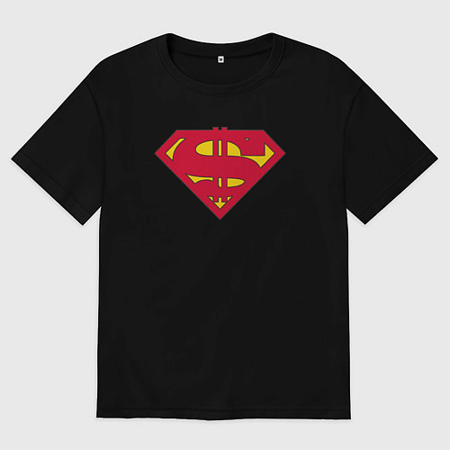 Мужская футболка оверсайз Dollar superman / Черный – фото 1