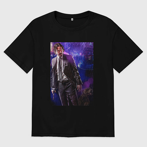 Мужская футболка оверсайз Джон Уик - Киану Ривз / Черный – фото 1