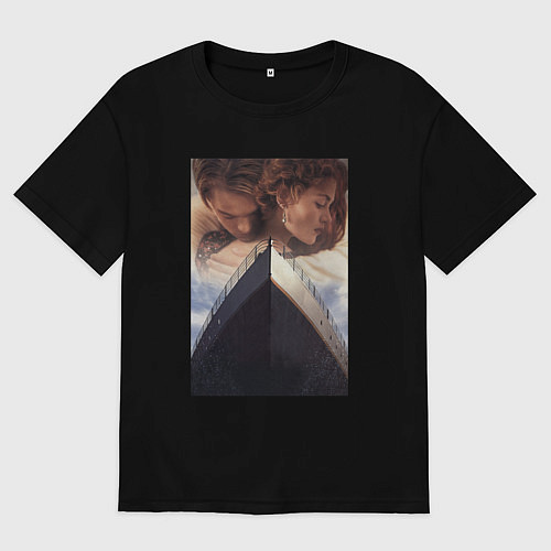 Мужская футболка оверсайз Титаник любви / Черный – фото 1