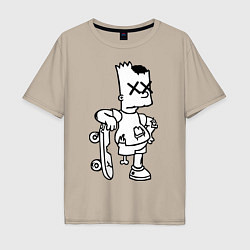 Футболка оверсайз мужская Bart Simpsons Zombie, цвет: миндальный