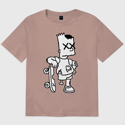 Футболка оверсайз мужская Bart Simpsons Zombie, цвет: пыльно-розовый
