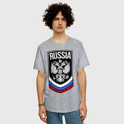 Футболка оверсайз мужская Russia, цвет: меланж — фото 2