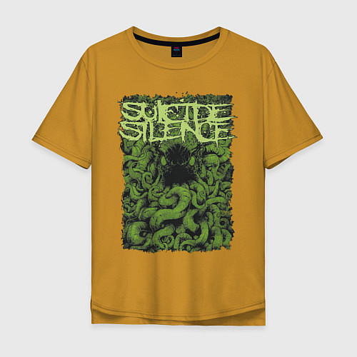 Мужская футболка оверсайз Suicide Silence / Горчичный – фото 1