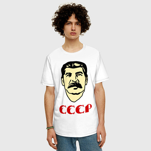 Мужская футболка оверсайз Сталин: СССР / Белый – фото 3
