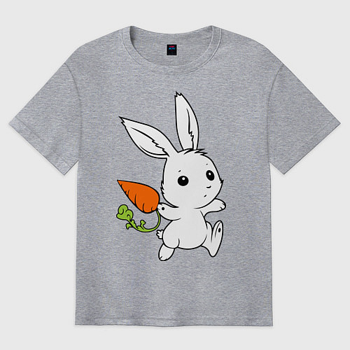 Мужская футболка оверсайз Зайка с морковкой / Меланж – фото 1