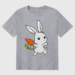 Футболка оверсайз мужская Зайка с морковкой, цвет: меланж