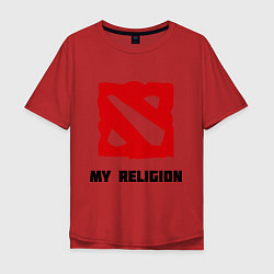 Футболка оверсайз мужская Dota 2: My Religion, цвет: красный