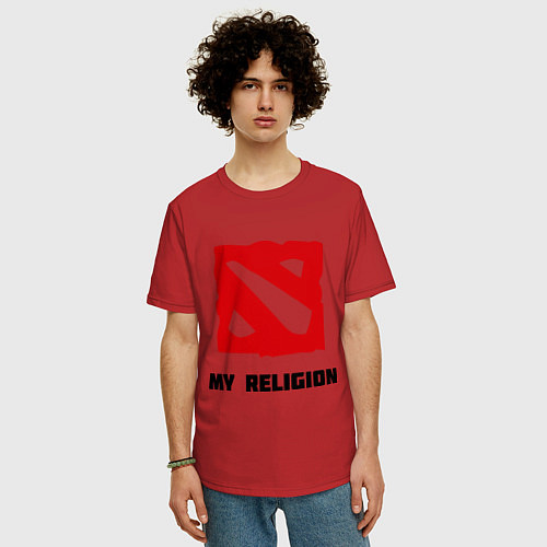 Мужская футболка оверсайз Dota 2: My Religion / Красный – фото 3