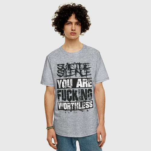 Мужская футболка оверсайз Suicide Silence: You are Fucking / Меланж – фото 3