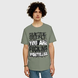 Футболка оверсайз мужская Suicide Silence: You are Fucking, цвет: авокадо — фото 2